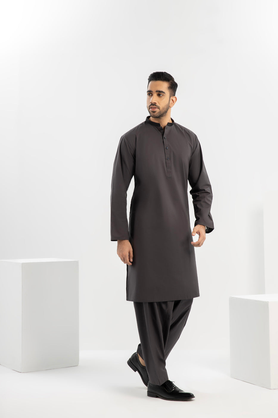 Dyed Embroidered Cotton Shalwar Kameez