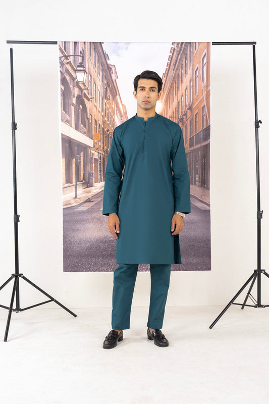 Dyed Cotton Kurta Trouser