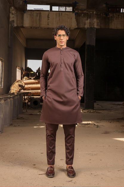 Dyed Embroidered Ribbed Cotton Kameez Trouser