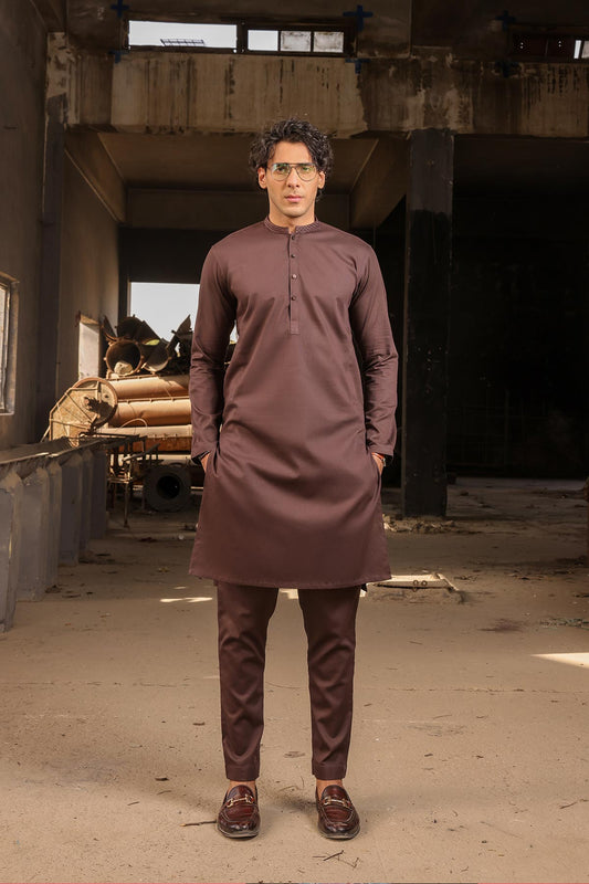 Dyed Embroidered Ribbed Cotton Kameez Trouser