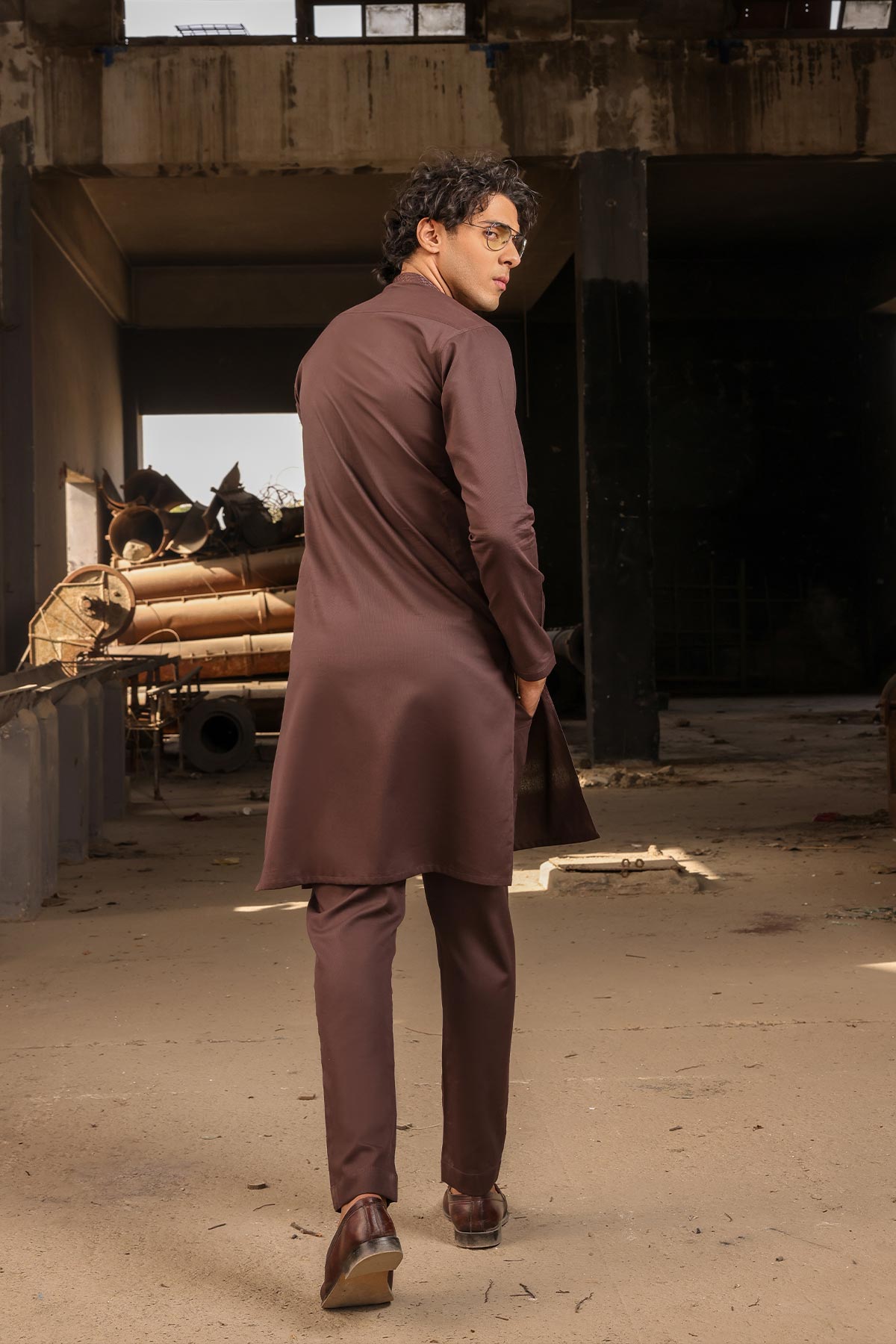 Dyed Embroidered Ribbed Cotton Kameez Trouser