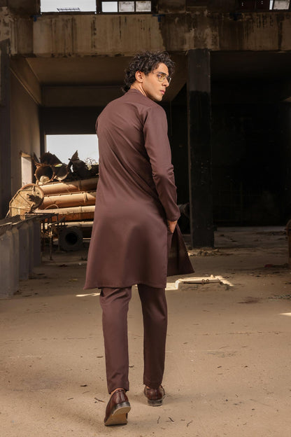 Dyed Embroidered Ribbed Cotton Kameez Trouser