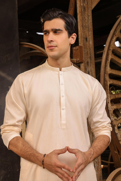 Dyed Embroidered Ribbed Kurta Trouser
