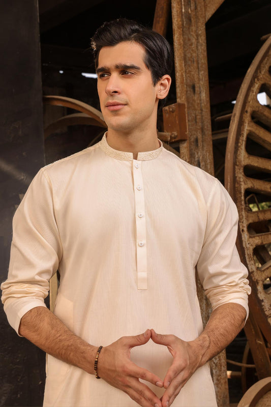 Dyed Embroidered Ribbed Kurta Trouser