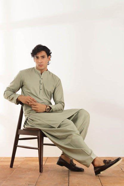 Dyed Embroidered Blended Kurta Shalwar