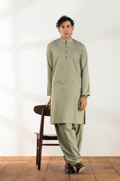 Dyed Embroidered Blended Kurta Shalwar