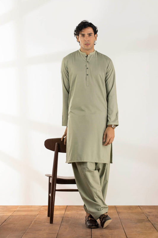Dyed Embroidered Blended Kurta Shalwar