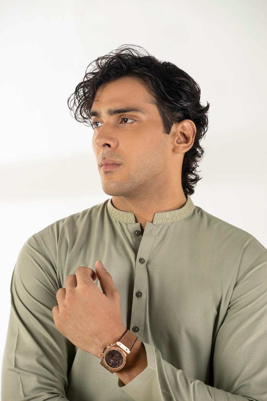 Dyed Embroidered Blended Kurta Shalwar
