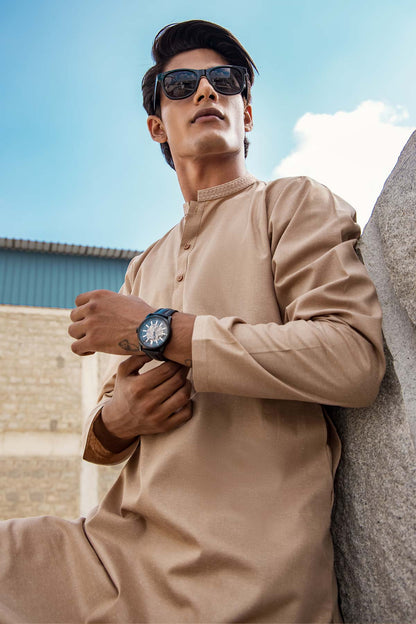 Dyed Embroidered Blended Kurta Shalwar