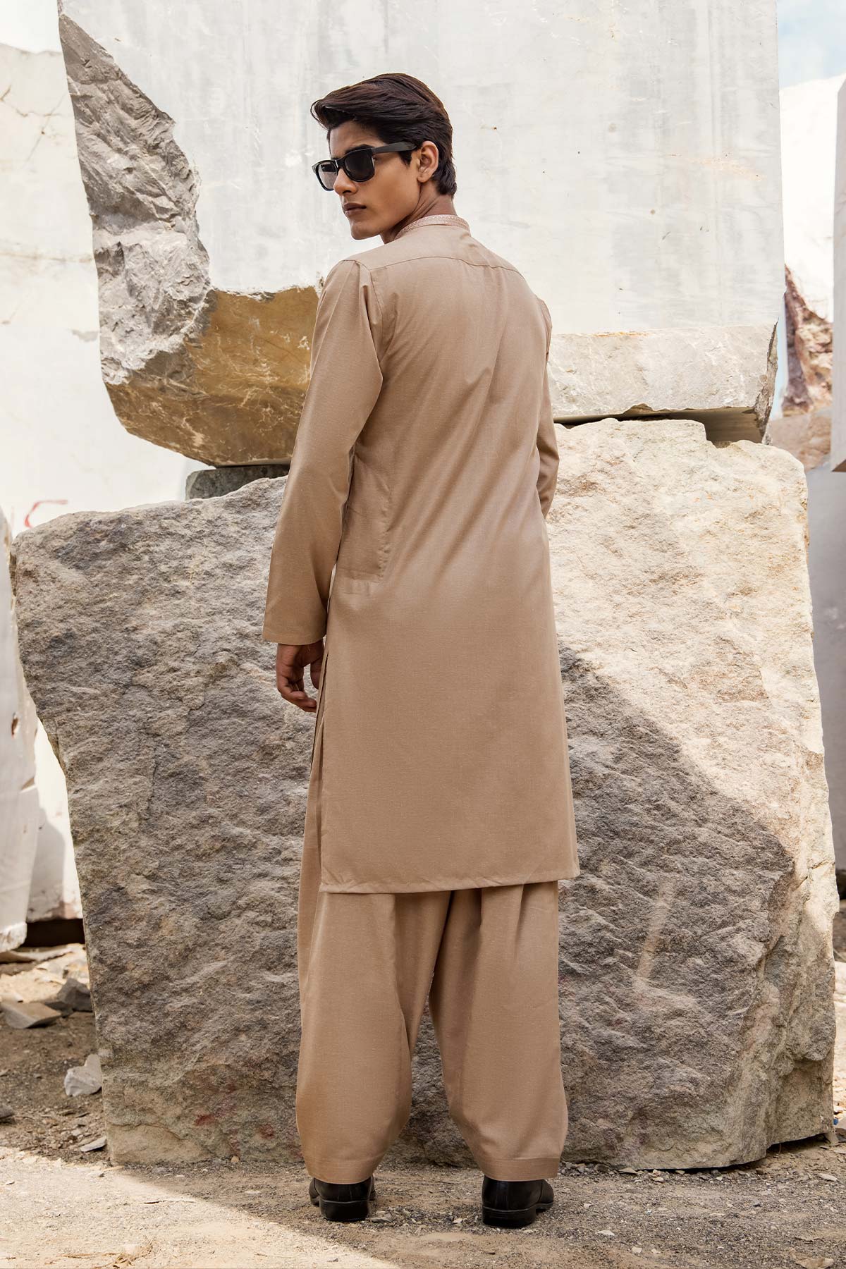 Dyed Embroidered Blended Kurta Shalwar