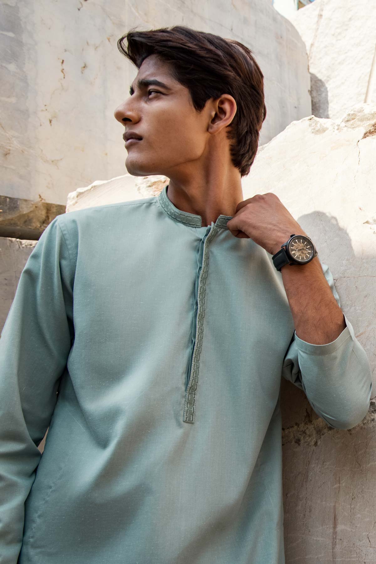 Dyed Embroidered Blended Kurta Shalwar