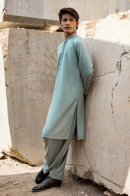 Dyed Embroidered Blended Kurta Shalwar