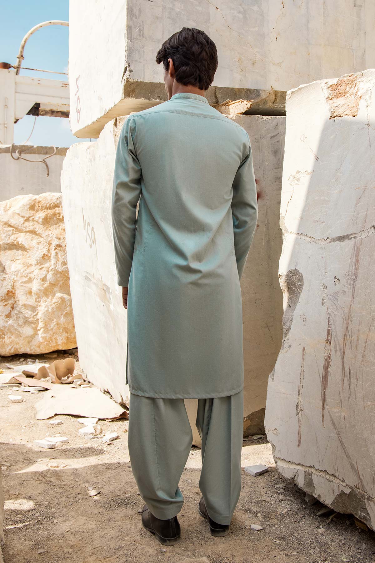 Dyed Embroidered Blended Kurta Shalwar
