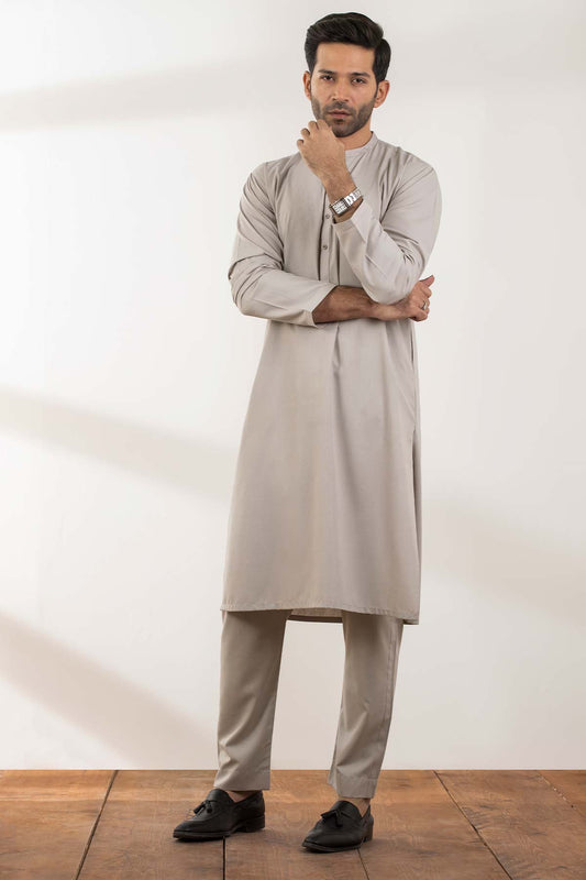 Dyed Embroidered Blended Kurta Trouser