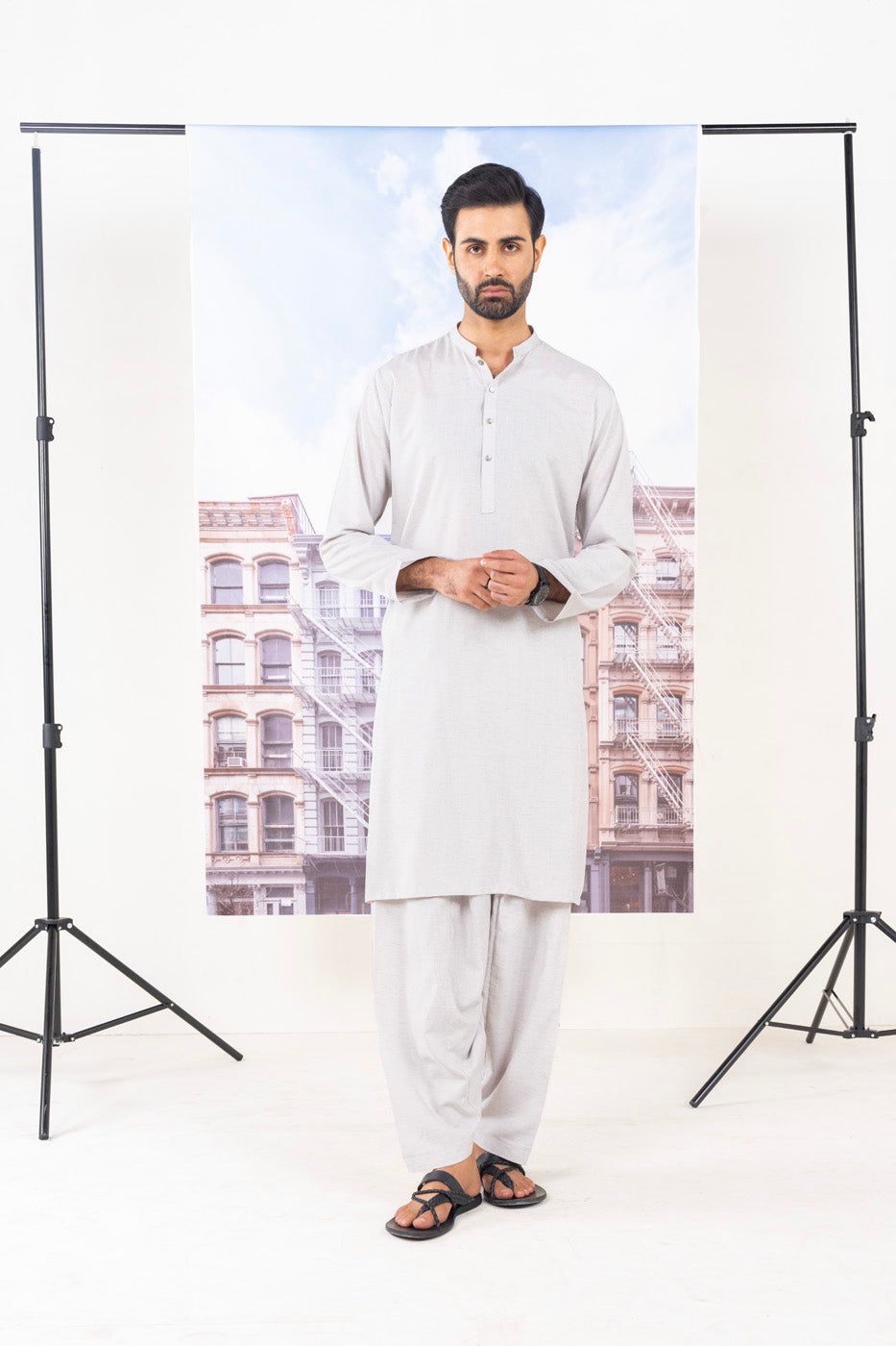 Dyed Embroidered Blended Kurta Shalwar