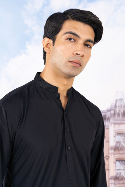 Dyed Embroidered Blended Kurta Shalwar