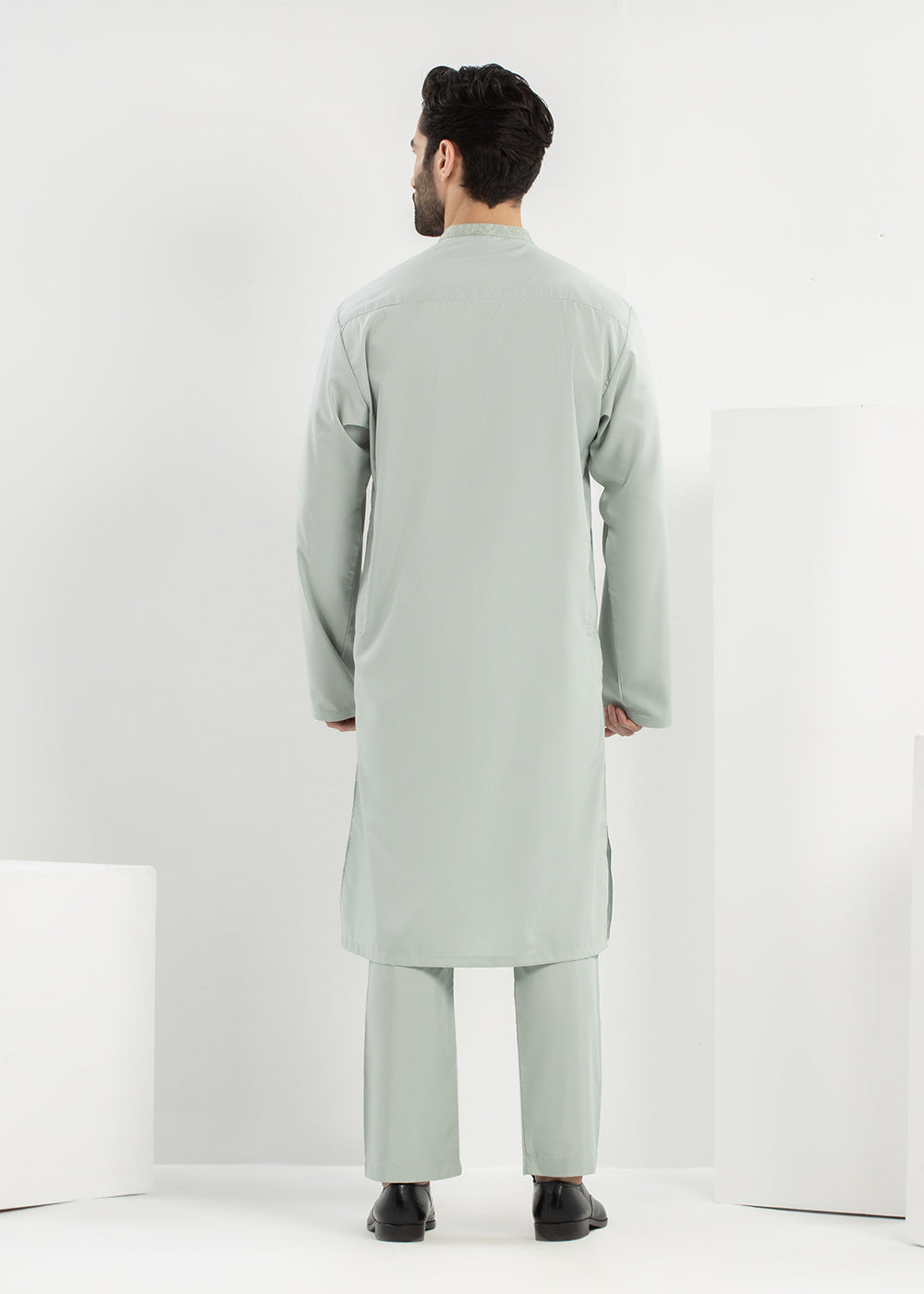Dyed Embroidered Blended Kurta Trouser
