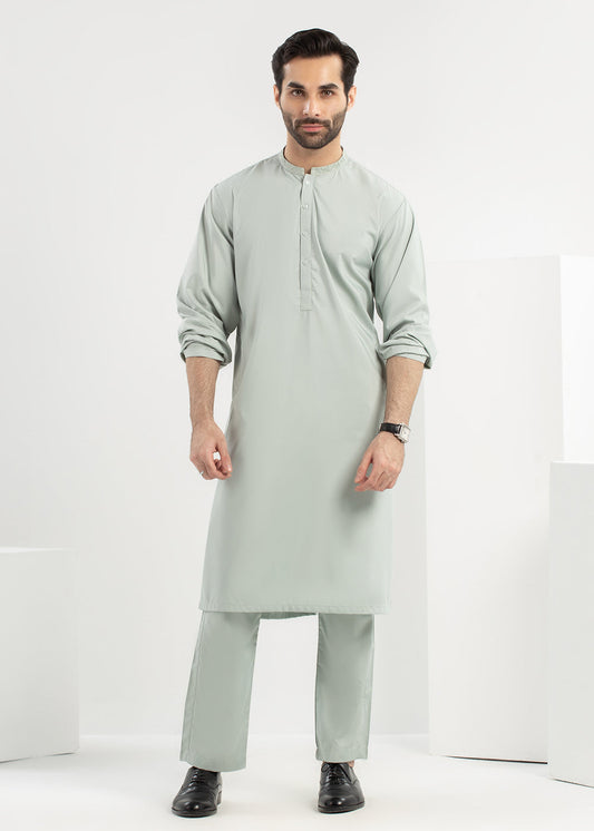 Dyed Embroidered Blended Kurta Trouser