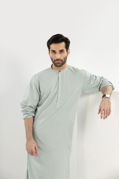 Dyed Embroidered Blended Kurta Trouser