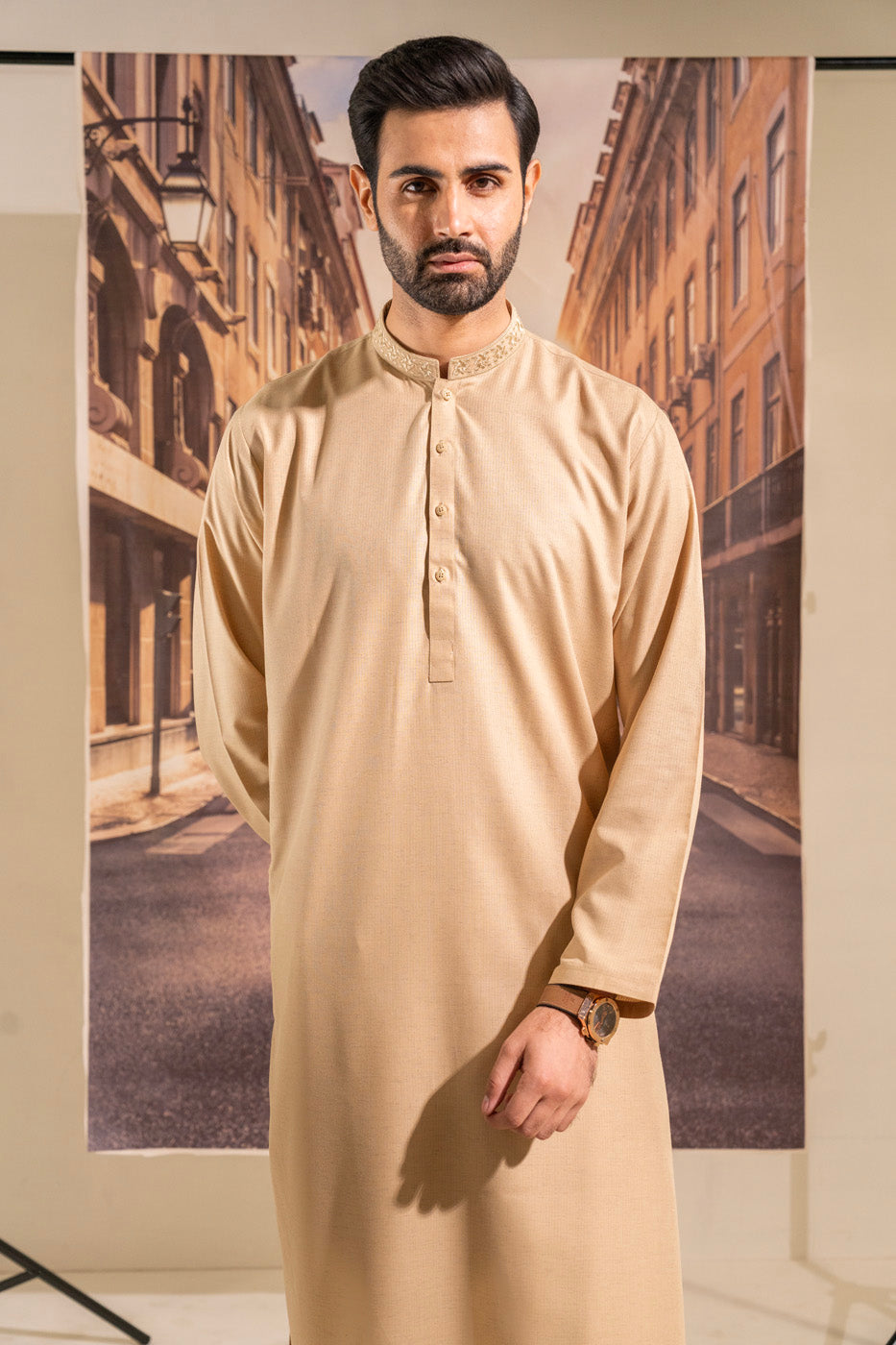 Dyed Embroidered Blended Kurta Shalwar