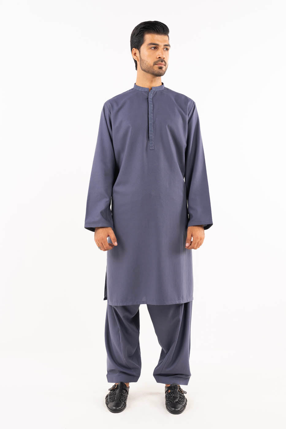 Dyed Embroidered Blended Shalwar Kameez