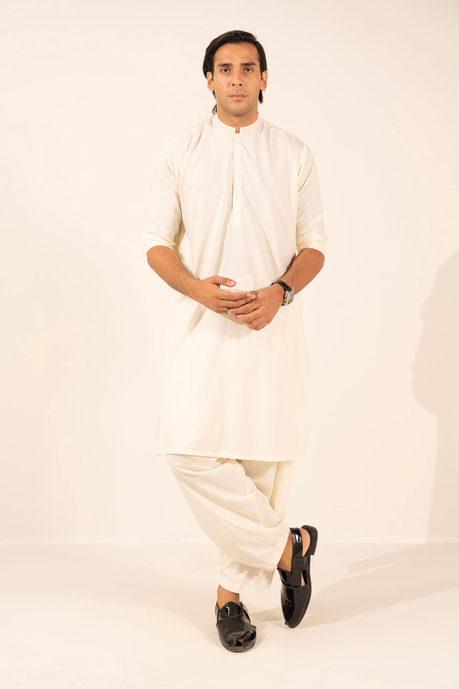 Dyed Embroidered Blended Kurta Trouser