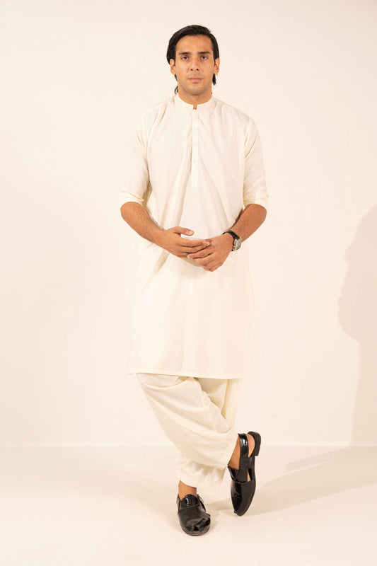 Dyed Embroidered Blended Kurta Trouser