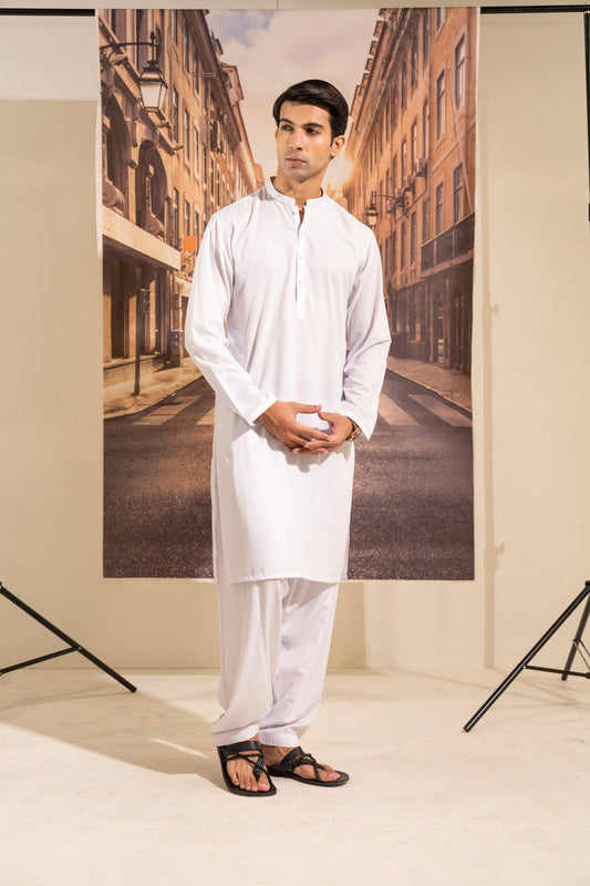 Dyed Embroidered Blended Kurta Shalwar