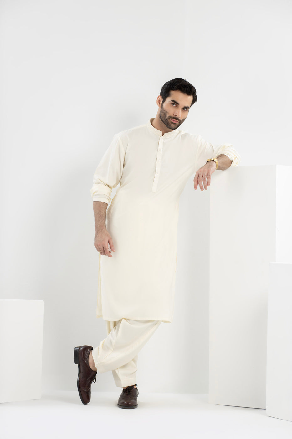 Dyed Embroidered Blended Kurta Shalwar
