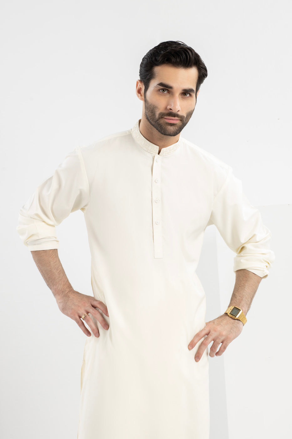Dyed Embroidered Blended Kurta Shalwar
