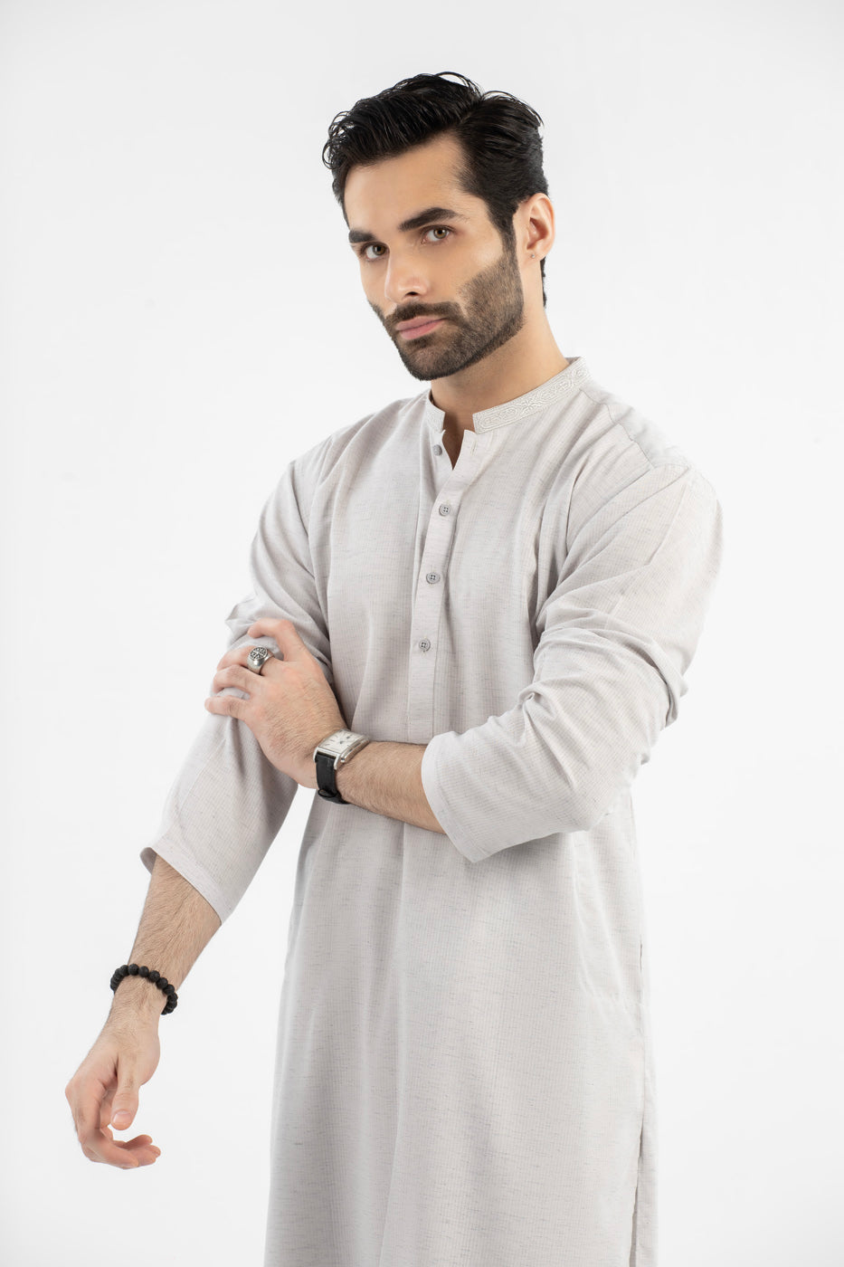 Dyed Embroidered Blended Kurta Shalwar