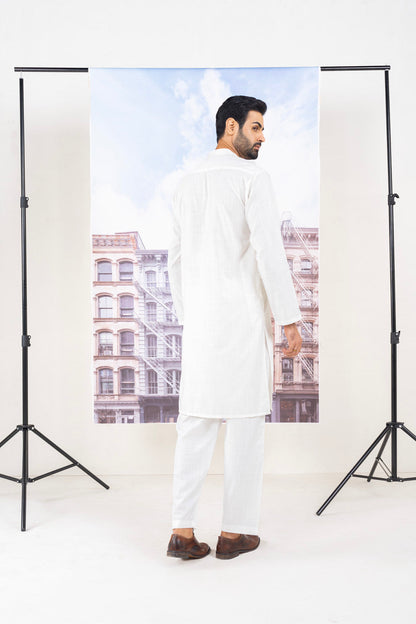 Dyed Embroidered Blended Kurta Trouser