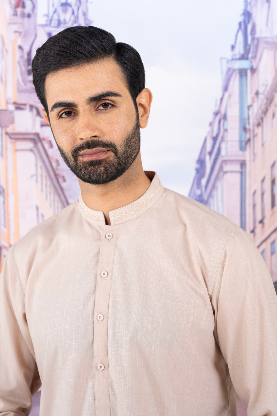 Dyed Embroidered Blended Kurta Shalwar