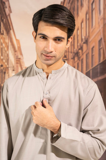 Dyed Embroidered Blended Kurta Shalwar