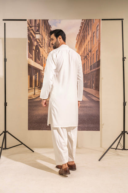 Dyed Embroidered Blended Kurta Shalwar