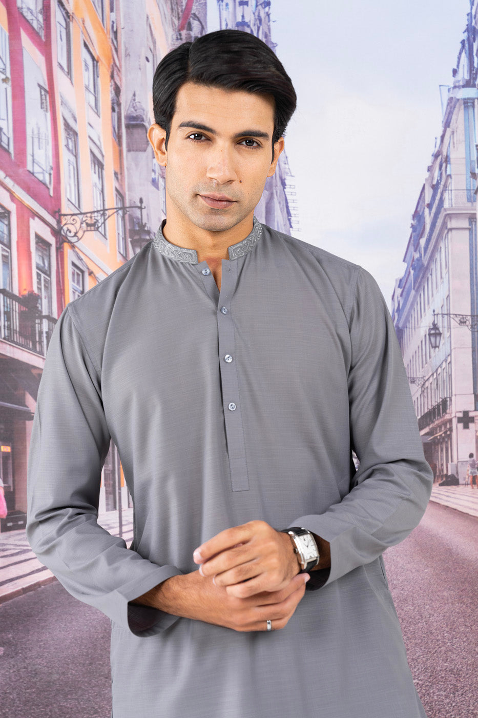 Dyed Embroidered Blended Kurta Shalwar