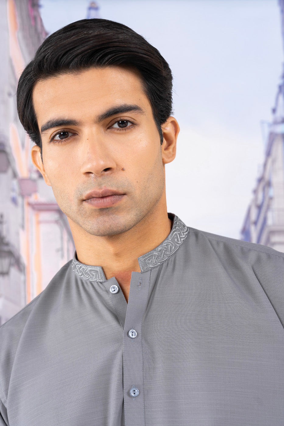 Dyed Embroidered Blended Kurta Shalwar