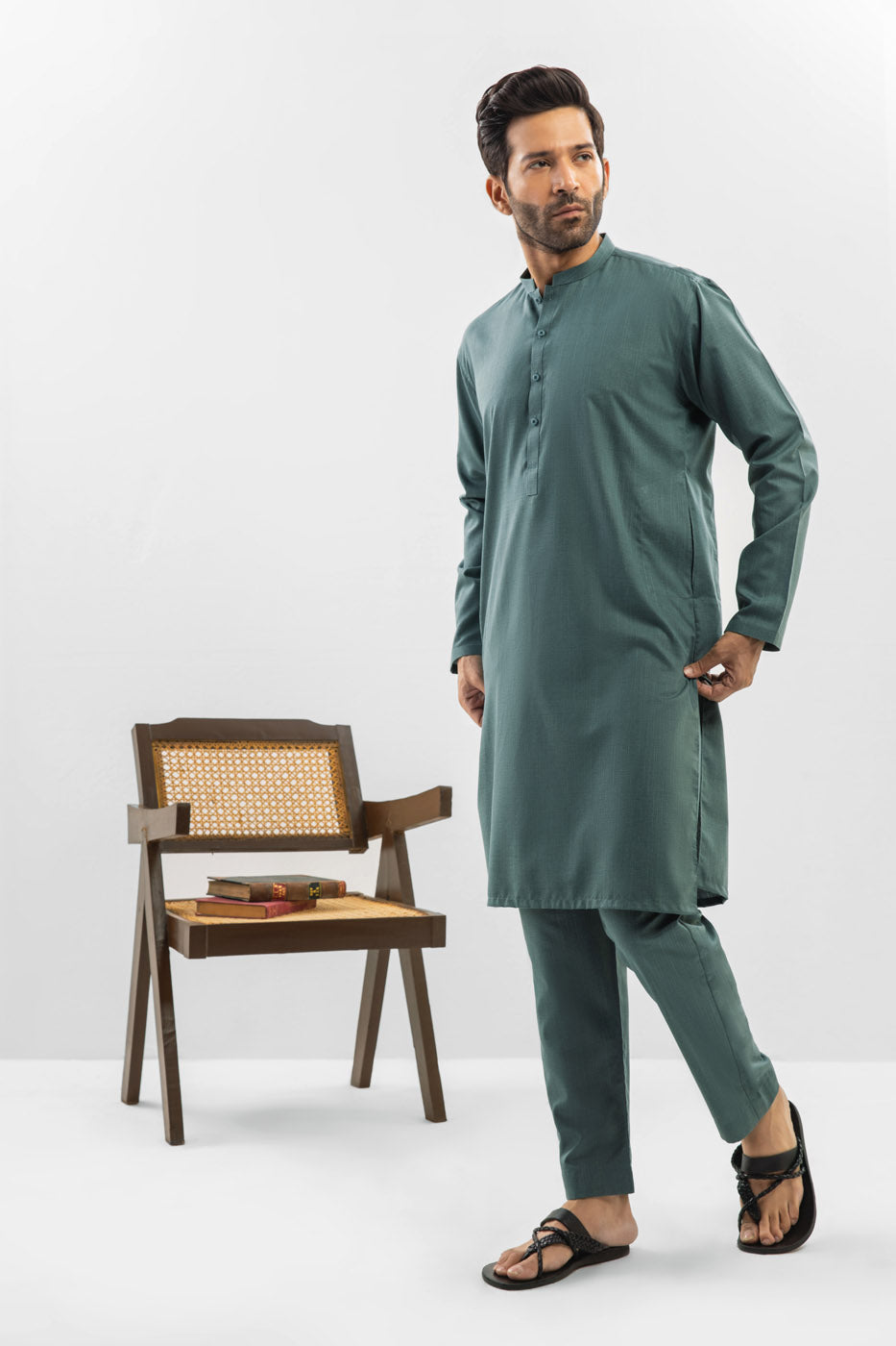 Dyed Blended Kurta Trouser