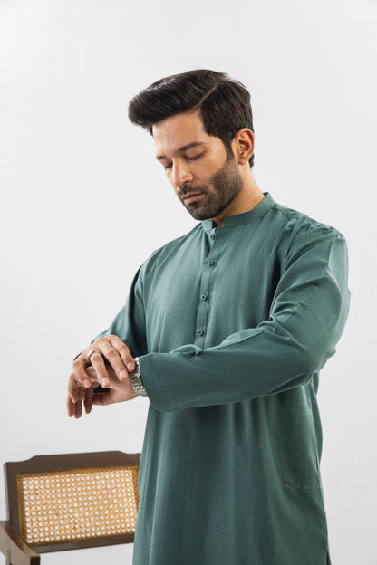 Dyed Blended Kurta Trouser