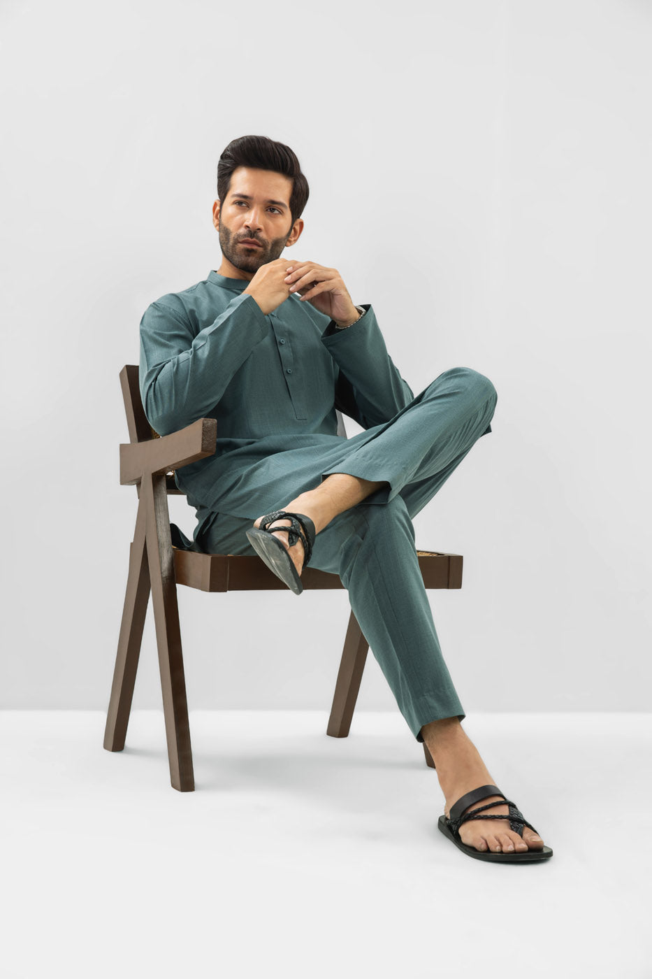 Dyed Blended Kurta Trouser