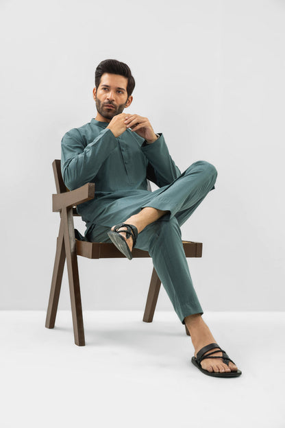 Dyed Blended Kurta Trouser