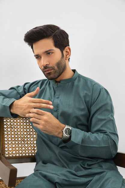 Dyed Blended Kurta Trouser