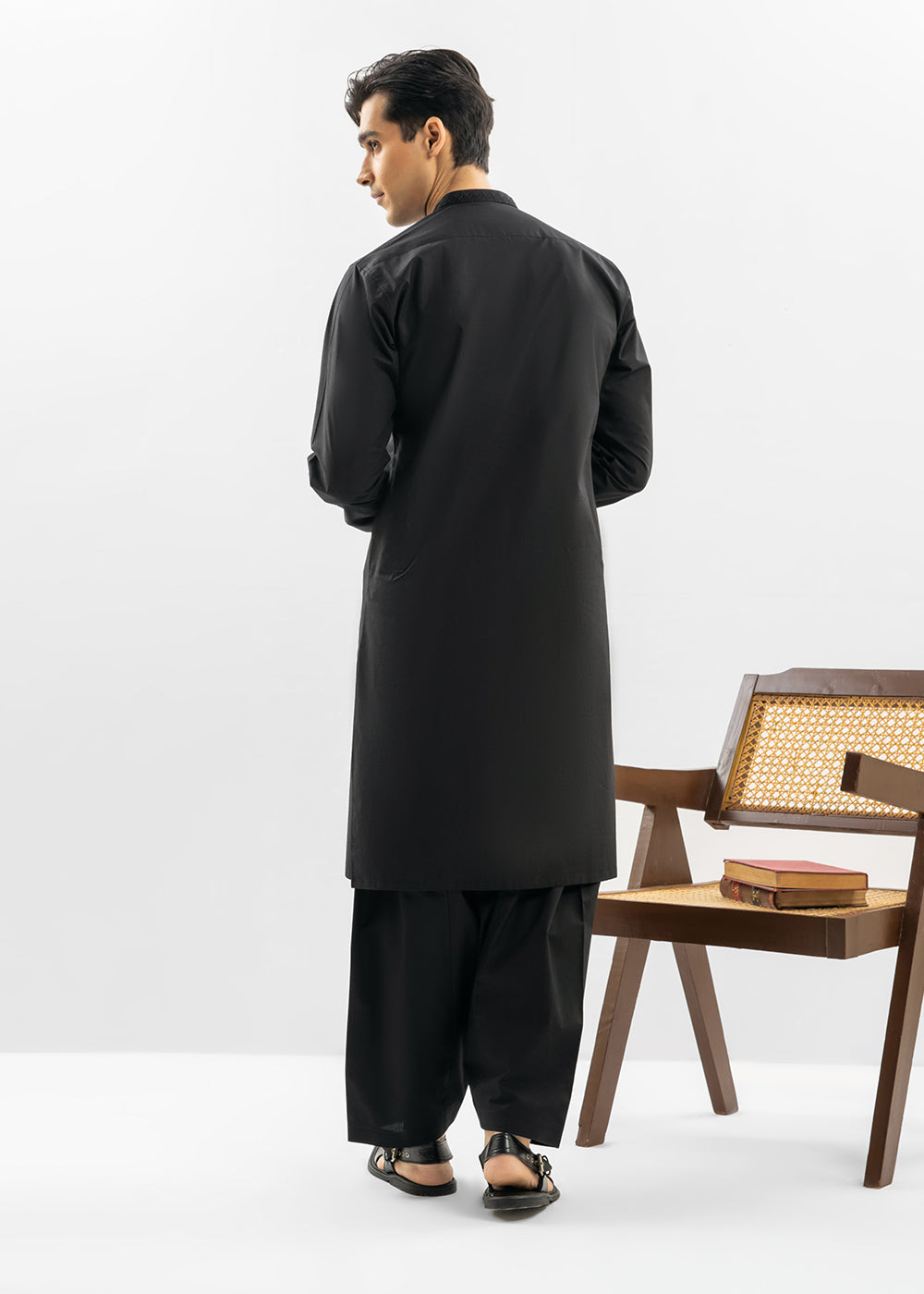 Dyed Embroidered Shahsawar Latha Shalwar Kameez