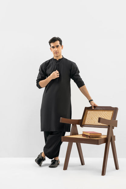 Dyed Embroidered Shahsawar Latha Shalwar Kameez