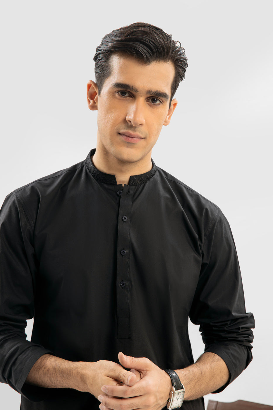 Dyed Embroidered Shahsawar Latha Shalwar Kameez