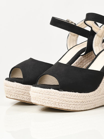 Limelight - Suede Weave Wedges - Black