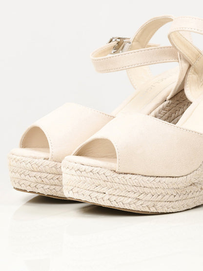 Limelight - Suede Weave Wedges - Cream