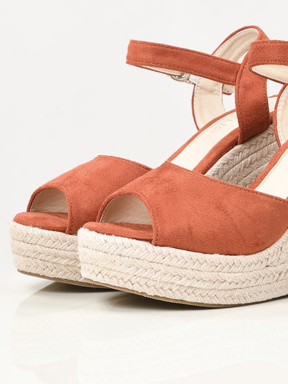 Limelight - Suede Weave Wedges - Rust