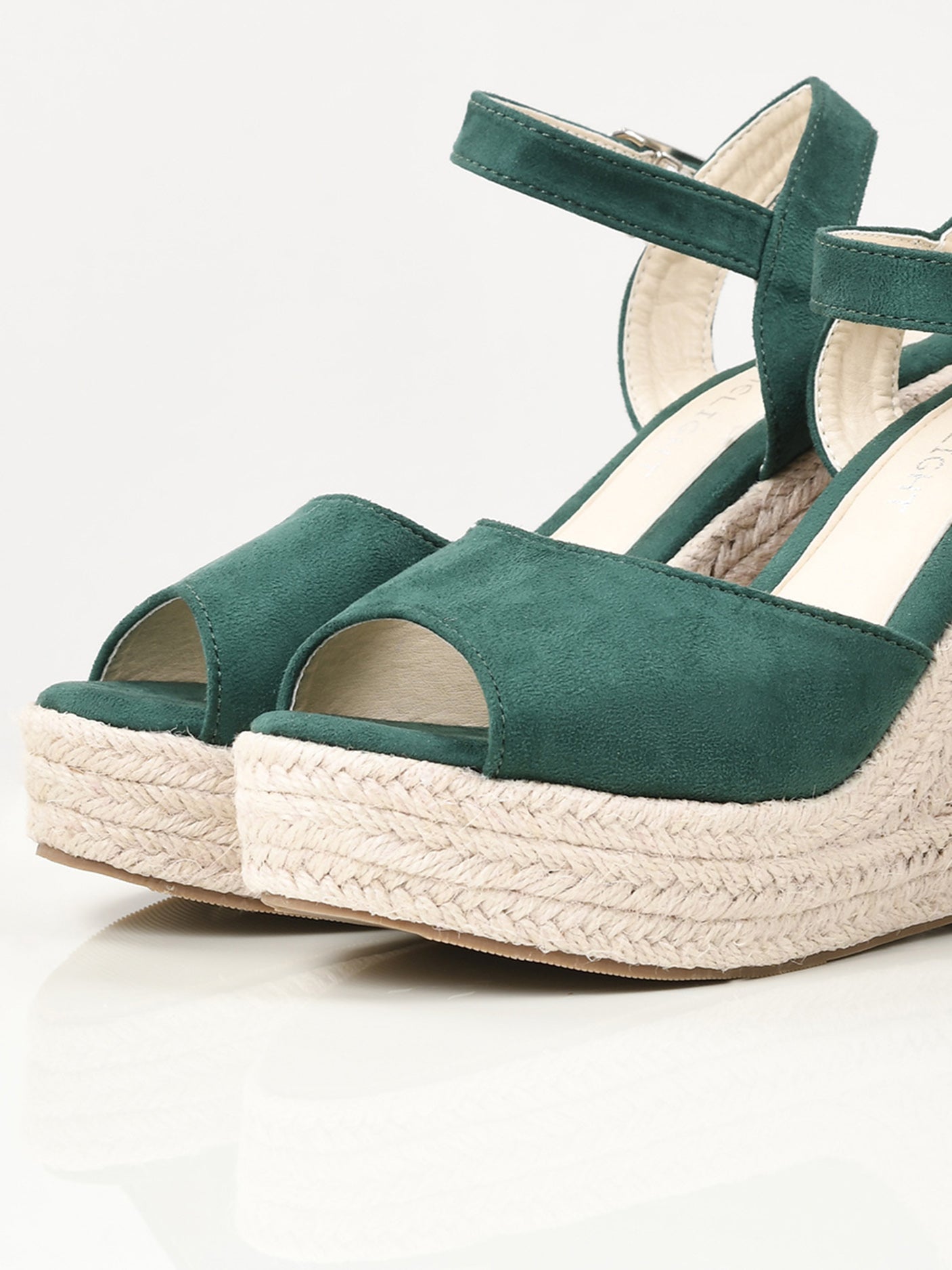 Limelight - Suede Weave Wedges - Green