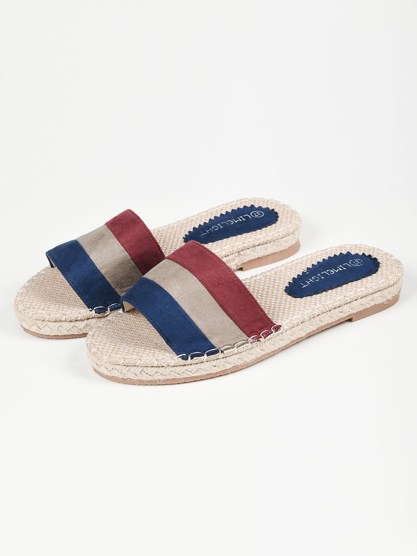 Limelight - Striped Suede Slides - Blue